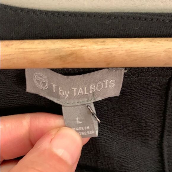 Talbots NWT Black Dress with Blue and Green Accent stripes down the sides large - Picture 6 of 13